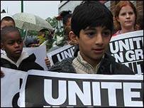 Women and children march for peace in Lozells