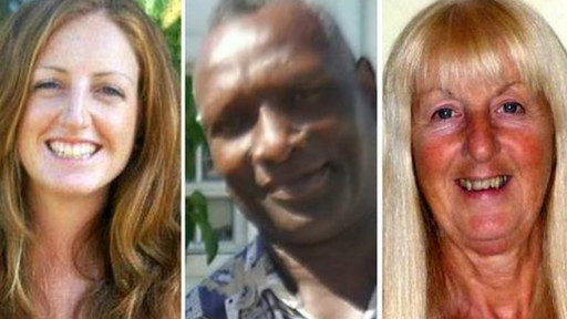 雷切尔（左一）、戴安娜与被指控强奸她们的无辜者克罗夫德。