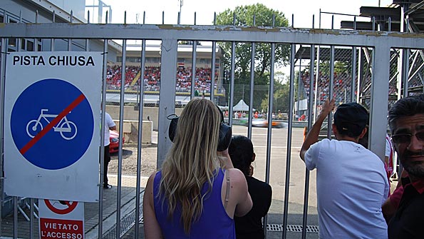 Fans at a gate to trackside at Monza, during the Italian Grand Prix
