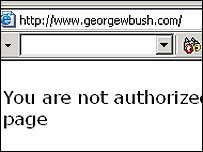 Site de George W. Bush visto de fora dos Estados Unidos