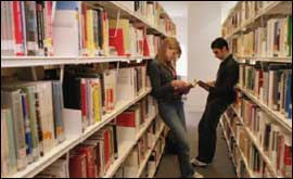 Students in a library