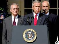 Bush durante discurso ao vivo nos jardins da Casa Branca