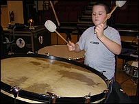 Playing the drum