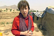 Lyse Doucet at a refugee camp near Kabul