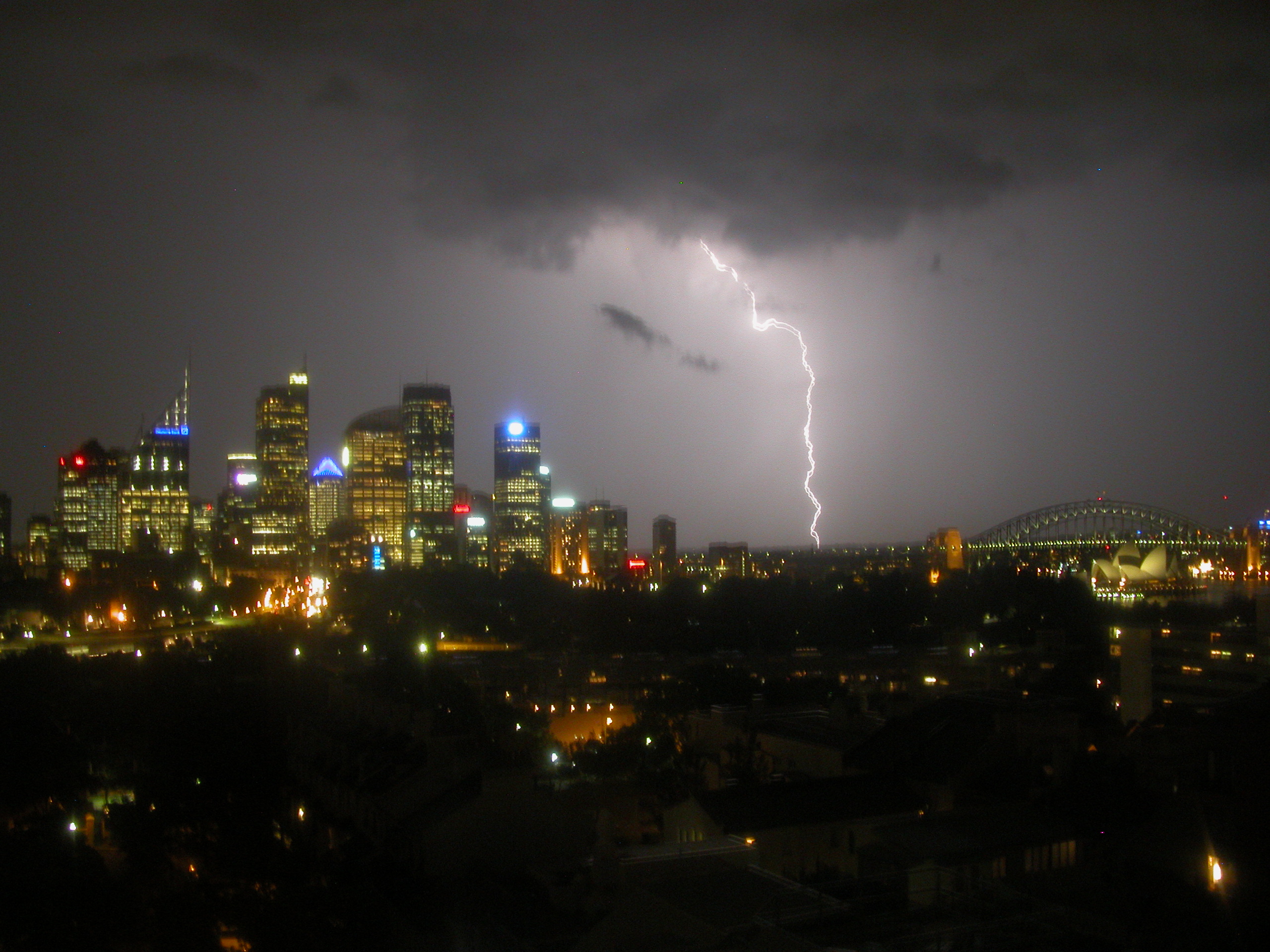 Lightning strike over Sydney