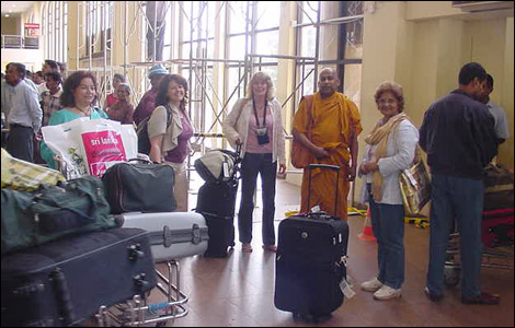 Arriving at the airport in Sri Lanka