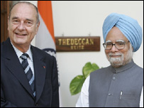 Jacques Chirac ve Manmohan Singh 
