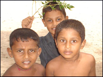 Children in a refugee camp in Mannar, Sri Lanka