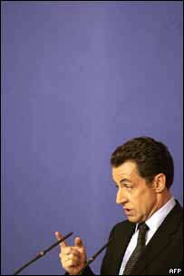O ministro francês do Interior, Nicolas Sarkozy