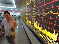 painel com índices de mercado na Ásia