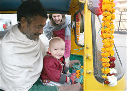 Freddie Dummett in a rickshaw