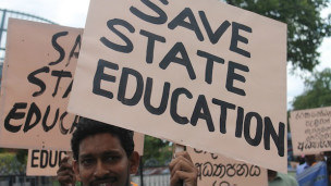 A protest in support of university teachers' industrial action (file photo)