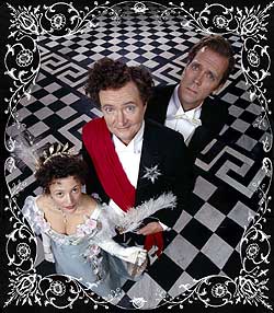 Lyndsey Marshal as Ethel, Jim Broadbent as Alfred and Hugh Laurie as Bernard in The Young Visiters