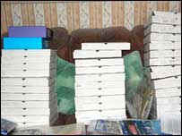 Match day programmes stored in pizza boxes