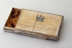 Container with pieces of wedding cake from the wedding of Queen Victoria and Prince Albert :The Royal Collection © 2007 Her Majesty Queen Elizabeth II