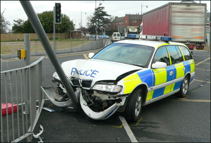 Police car crash in Belmont, Hereford