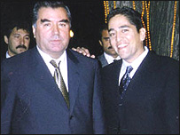 امامعلی رحمانف رييس جمهور تاجيکستان و قادر اشپاری آوازخوان افغان