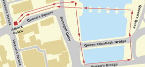 Map showing the location of Custom House Square