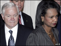 کاندولیزا رایس، وزیر امور خارجه و رابرت گیتس، وزیر دفاع آمریکا در مسکو