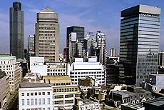 Ariel view of financial offices.