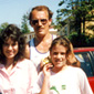 James with son Neil in his Annadale Striders' vest, daughter Zoe and the 'Cappagh Queen' at Cappagh, just outside Omagh