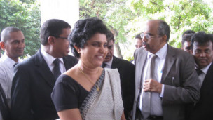 CJ Shirani Bandaranayake leaving the Supreme Court complex (photo- KS Udayakumar)