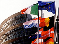 Flags at Strasbourg parliament