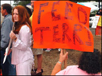 Demonstrace zastánců rodičů Terri Schiavové