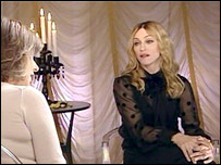 The set of the BBC's Madonna interview