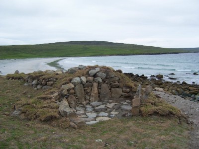 An excavation - or a replica of one. Not sure which! Easting beach. Unst.