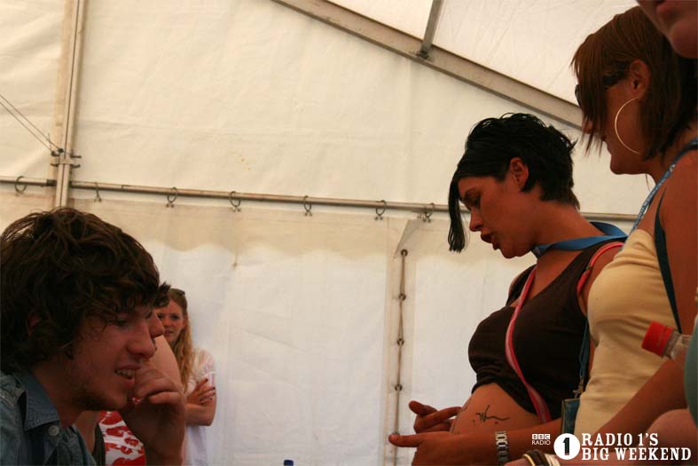 The Kooks in the signing tent