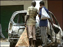 اتومبيلی سوخته در خارطوم