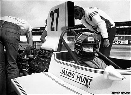 James Hunt in his Hesketh at the 1973 British GP