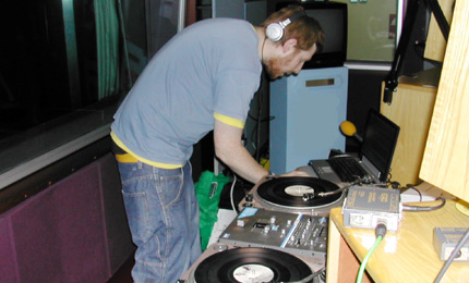 The Silent Assassin laying down some phat beats in studio.