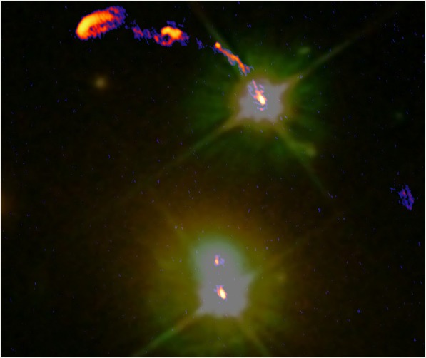 This is an image that shows how the light from a quasar billions of light years away being bent around a foreground galaxy by the curvature of space. This light has been travelling for 9 billion years before it reached the Earth.