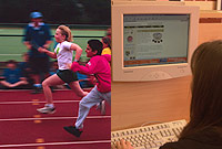 Allan yn gwneud chwaraeon neu i fewn o flaen y cyfrifiadur?