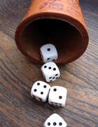 Dice rolled showing up different numbers. They add up to 13