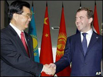 Dimitri Medvedev ve Hu Jintao
