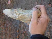 One of the flint hand axes discovered at the Harnham site