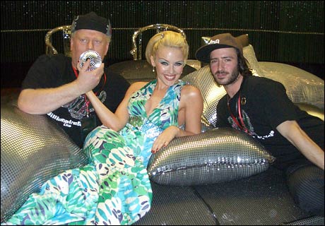 Choreographer Michael Rooney, pop princess Kylie Minogue and Aaron Sillis