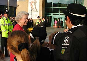 The Queen and the crowd