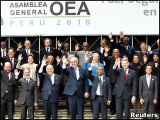 Foto oficial de los cancilleres de los países de la OEA