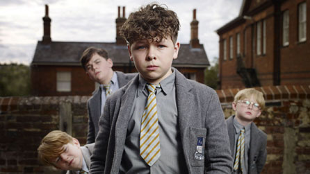 Just William (Daniel Roche) with the outlaws Ginger (Jordan Grehs), Douglas (Edward Piercy) and Henry (Robert Foster)