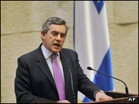 براون در پارلمان اسرائیل