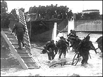 Britské jednotky na plážích v Normandii