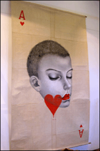 Một bức tranh của họa sỹ Nguyễn Minh Thành trưng bày tại London tháng 7/2005