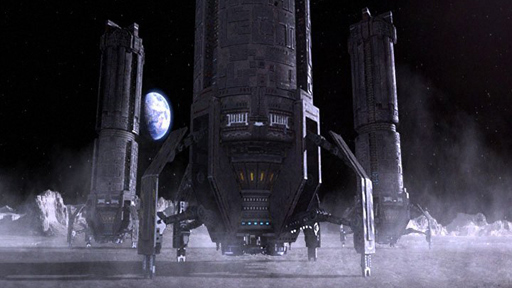 The Judoon platoon lands on the moon.