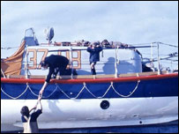 Robert Oliver as a boy on board the Sir James Knott lifeboat