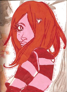 The girl with red hair.