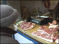 Sạp bán thịt tại Trung Quốc 